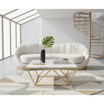 Mason Marble Veneer Top And Steel Base Coffee Table in Gold