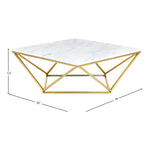 Mason Marble Veneer Top And Steel Base Coffee Table in Gold