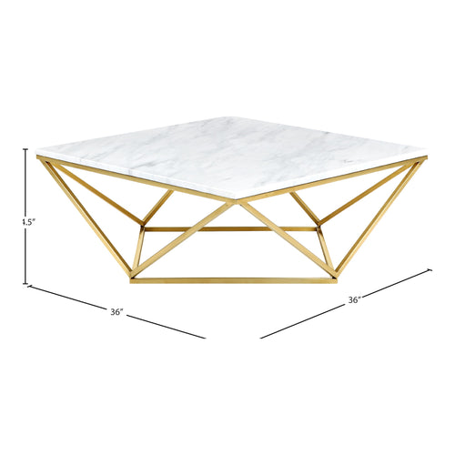 Mason Marble Veneer Top And Steel Base Coffee Table in Gold