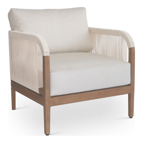 Maui Water Resistant Fabric Upholstered Outdoor Patio Chair in Cream