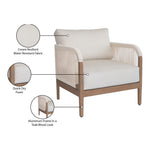 Maui Water Resistant Fabric Upholstered Outdoor Patio Chair in Cream