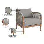 Maui Water Resistant Fabric Upholstered Outdoor Patio Chair in Grey
