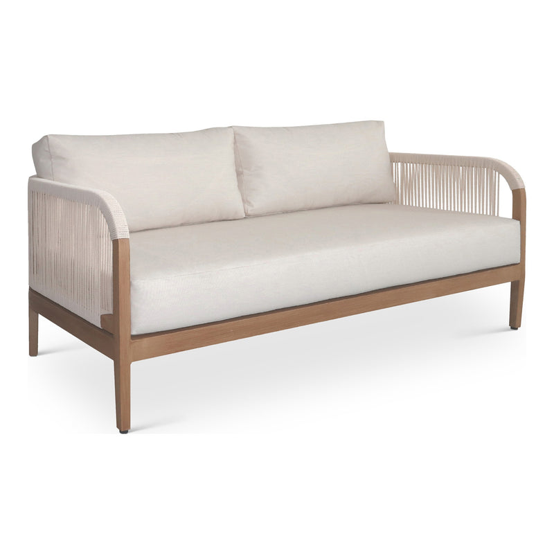 Maui 68" Water Resistant Fabric Upholstered Outdoor Patio Loveseat in Cream