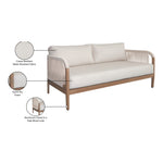 Maui 68" Water Resistant Fabric Upholstered Outdoor Patio Loveseat in Cream