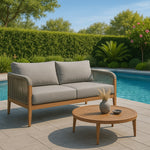 Maui 68" Water Resistant Fabric Upholstered Outdoor Patio Loveseat in Grey