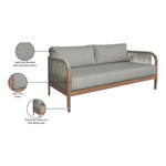 Maui 68" Water Resistant Fabric Upholstered Outdoor Patio Loveseat in Grey