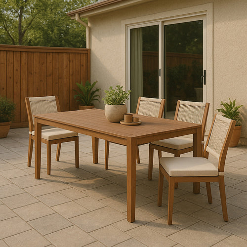 Maui 108" Aluminum Outdoor Patio Dining Table in Natural