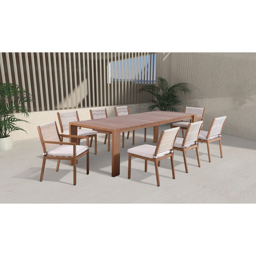 Maui 108" Aluminum Outdoor Patio Dining Table in Natural