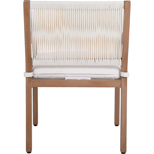 Maui Water Resistant Fabric Upholstered Outdoor Patio Dining Arm Chair in Cream