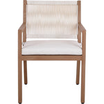 Maui Water Resistant Fabric Upholstered Outdoor Patio Dining Arm Chair in Cream