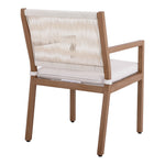Maui Water Resistant Fabric Upholstered Outdoor Patio Dining Arm Chair in Cream