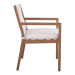 Maui Water Resistant Fabric Upholstered Outdoor Patio Dining Arm Chair in Cream