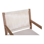 Maui Water Resistant Fabric Upholstered Outdoor Patio Dining Arm Chair in Cream