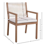 Maui Water Resistant Fabric Upholstered Outdoor Patio Dining Arm Chair in Cream