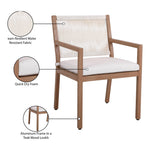 Maui Water Resistant Fabric Upholstered Outdoor Patio Dining Arm Chair in Cream
