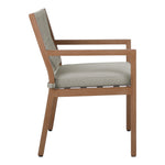 Maui Water Resistant Fabric Upholstered Outdoor Patio Dining Arm Chair in Grey