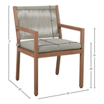 Maui Water Resistant Fabric Upholstered Outdoor Patio Dining Arm Chair in Grey