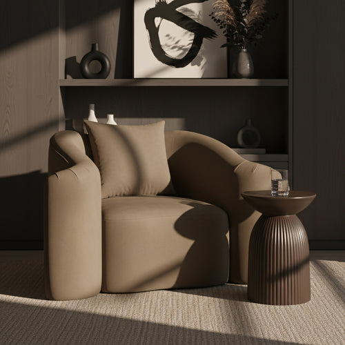 Destin Velvet Upholstered Chair in Beige