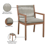 Maui Water Resistant Fabric Upholstered Outdoor Patio Dining Arm Chair in Grey