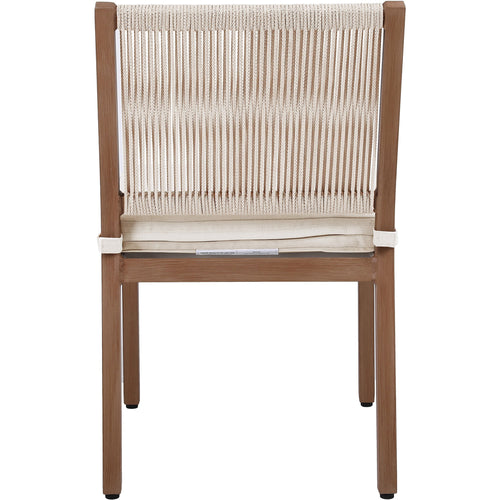 Maui Water Resistant Fabric Upholstered Outdoor Patio Dining Side Chair in Cream