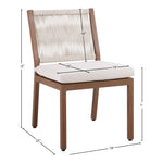 Maui Water Resistant Fabric Upholstered Outdoor Patio Dining Side Chair in Cream