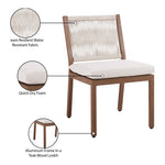 Maui Water Resistant Fabric Upholstered Outdoor Patio Dining Side Chair in Cream