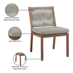 Maui Water Resistant Fabric Upholstered Outdoor Patio Dining Side Chair in Grey
