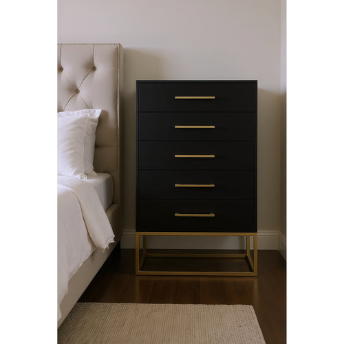 Maxine Wood Veneer And Iron Chest in Black