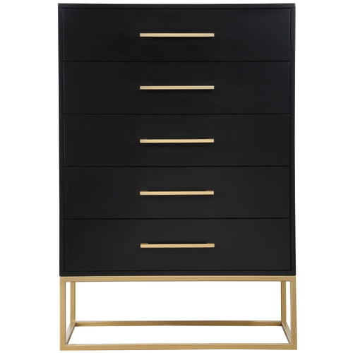 Maxine Wood Veneer And Iron Chest in Black