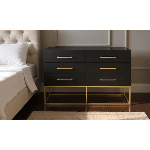 Maxine Wood Veneer And Iron Dresser in Black
