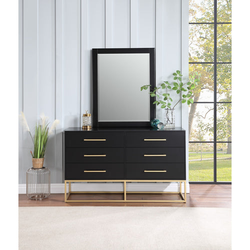 Maxine Wood Veneer And Iron Dresser in Black