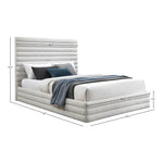 Maxwell Linen Textured Fabric Upholstered King Bed (3 Boxes) in Cream