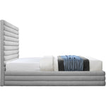 Maxwell Linen Textured Fabric Upholstered King Bed (3 Boxes) in Grey