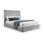 Maxwell Linen Textured Fabric Upholstered King Bed (3 Boxes) in Grey