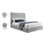 Maxwell Linen Textured Fabric Upholstered King Bed (3 Boxes) in Grey