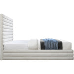 Maxwell Linen Textured Fabric Upholstered Queen Bed (3 Boxes) in Cream