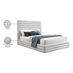 Maxwell Linen Textured Fabric Upholstered Queen Bed (3 Boxes) in Cream