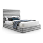 Maxwell Linen Textured Fabric Upholstered Queen Bed (3 Boxes) in Grey
