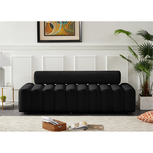 Melody 83.5" Velvet Upholstered Sofa in Black