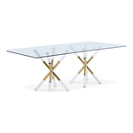 Mercury 84" Glass Top, Acrylic And Metal Base Dining Table in Gold