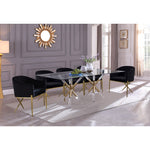 Mercury 84" Glass Top, Acrylic And Metal Base Dining Table in Gold