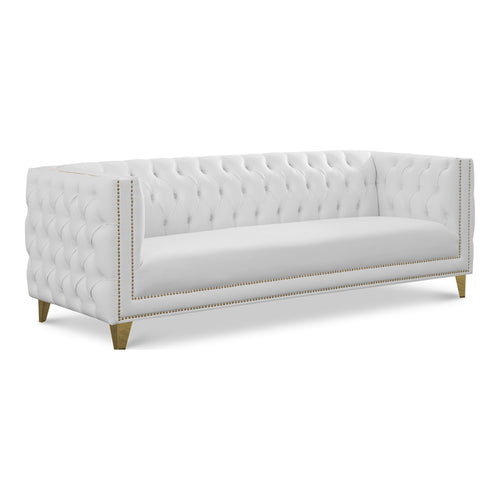 Michelle 90" Vegan Leather Upholstered Sofa in White