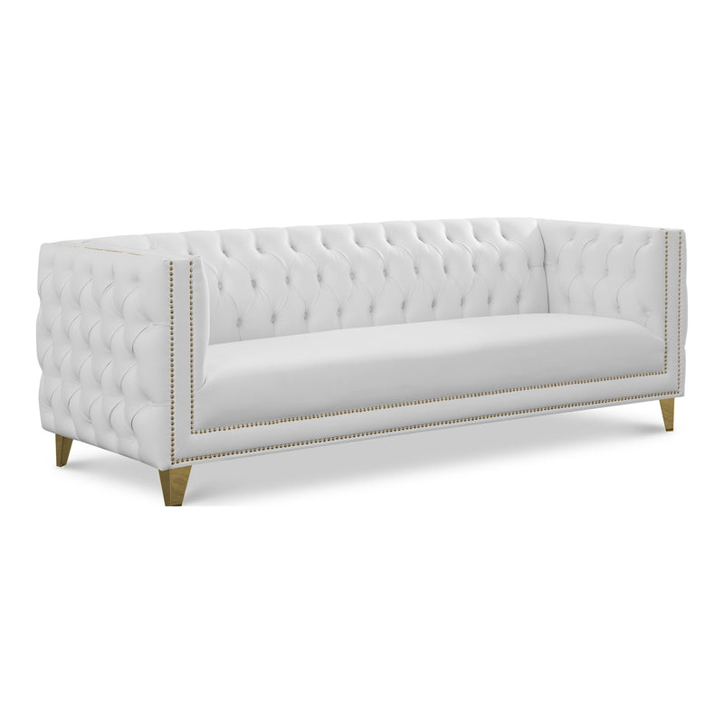 Michelle 90" Vegan Leather Upholstered Sofa in White