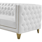 Michelle 90" Vegan Leather Upholstered Sofa in White