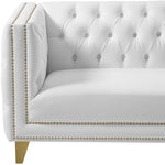 Michelle 90" Vegan Leather Upholstered Sofa in White