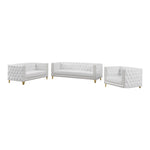 Michelle 90" Vegan Leather Upholstered Sofa in White