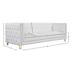 Michelle 90" Vegan Leather Upholstered Sofa in White