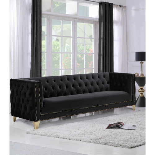 Michelle 90" Velvet Upholstered Sofa in Black