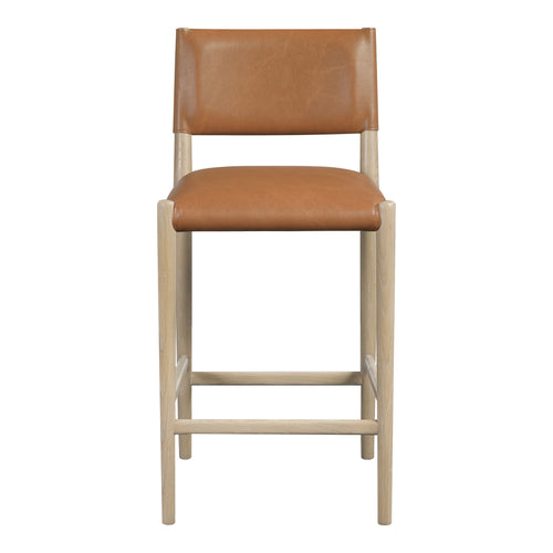 Andie Vegan Leather Upholstered Counter Stool in Cognac