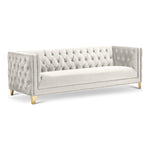 Michelle 90" Velvet Upholstered Sofa in Cream